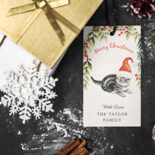 Etiqueta Para Presente Gatinho Gelado Feliz Natal Pavões de Gato de Papai