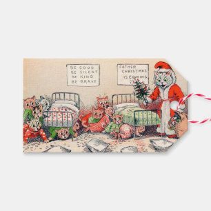 Etiqueta Para Presente Gatinhos e Papais noeis Gato, Louis Wain