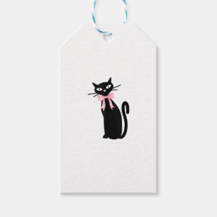 Etiqueta Para Presente Gato Atômico Com Gato De Gato De Arco Rosa, Gatinh