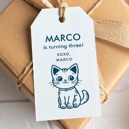 Etiqueta Para Presente Gato azul CORES PERSONALIZADAS  