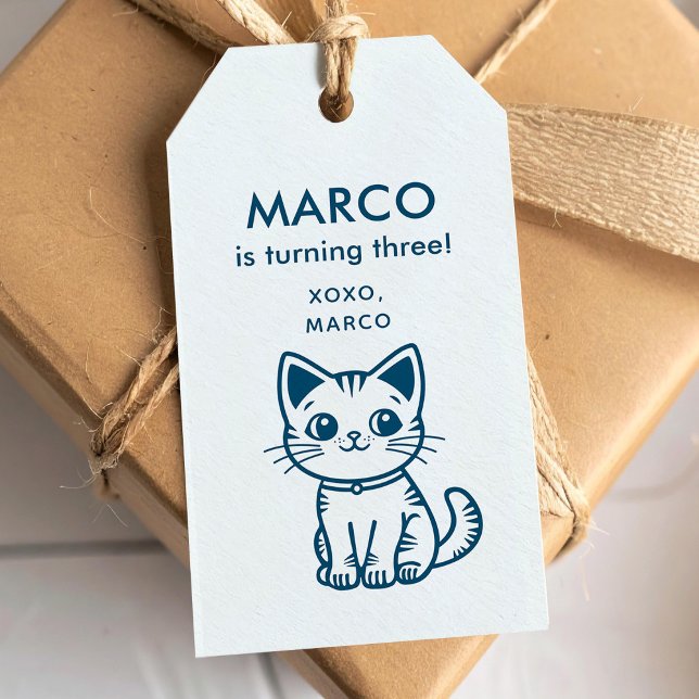 Etiqueta Para Presente Gato azul CORES PERSONALIZADAS   (Criador carregado)