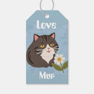 Etiqueta Para Presente Gato Cinza Fofo Personalizado com Mur e Amor