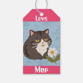 Etiqueta Para Presente Gato Cinza Fofo Personalizado com Mur e Amor