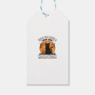 Etiqueta Para Presente Gato de Halloween Meow-Some Design de Gravura Vint