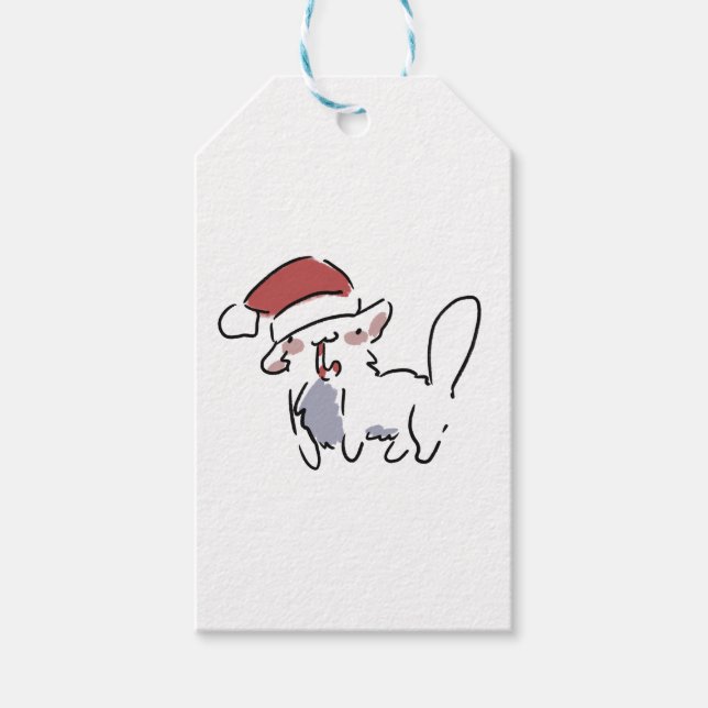 Etiqueta Para Presente Gato de Natal (Frente)