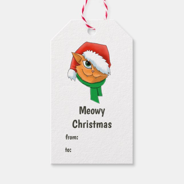 Etiqueta Para Presente Gato de Natal (Frente)