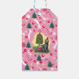Etiqueta Para Presente Gato de Natal Rosa