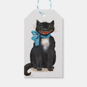 Etiqueta Para Presente Gato de Vintage assustador