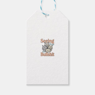 Etiqueta Para Presente Gato Engraçado Vendo Através do Seu Desenho Vintag