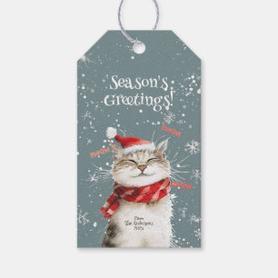 Etiqueta Para Presente Gato Feliz Medula de presentes de Natal