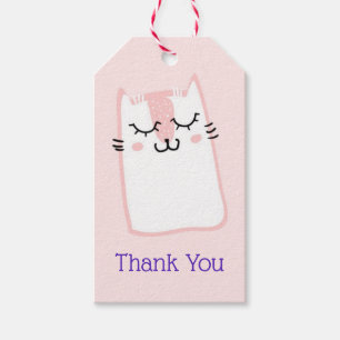 Etiqueta Para Presente Gato Gatinho Rosa Dormindo Obrigado