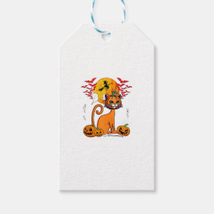 Etiqueta Para Presente Gato Gravado Pumpkin Horror Cabeça de Halloween Pr