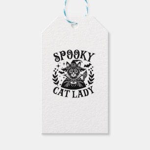Etiqueta Para Presente Gato Louco, Idiota, Senhora do Halloween