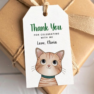 Etiqueta Para Presente Gato marrom pequeno obrigado por vir Tag de Presen