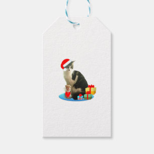 Etiqueta Para Presente Gato Merlin de Natal Fofo