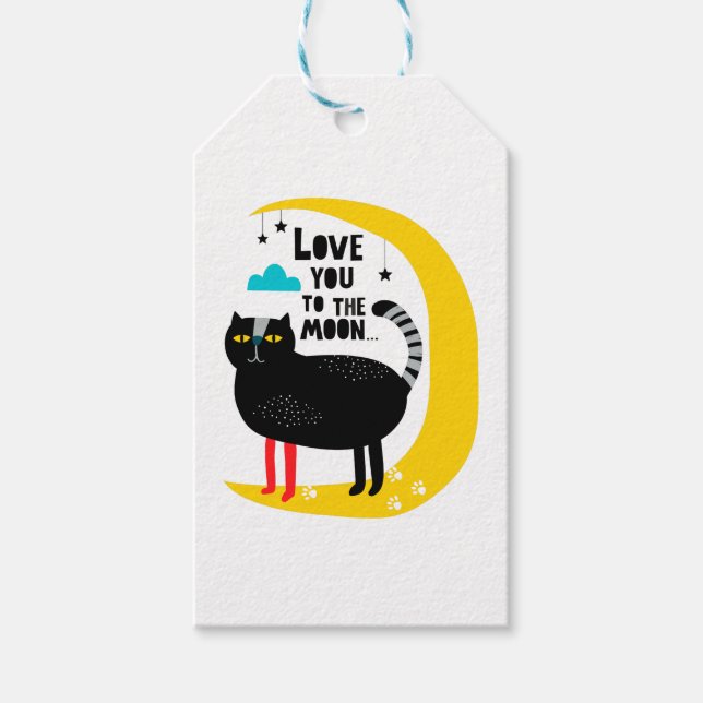 Etiqueta Para Presente Gato na lua (Frente)
