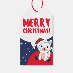 Etiqueta Para Presente Gato Natal Neve Animais de inverno Gatos com Etiqu