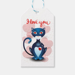 Etiqueta Para Presente Gato negro apaixonado