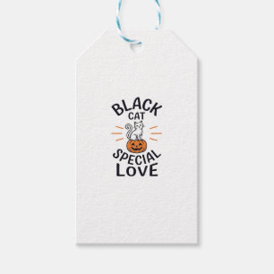 Etiqueta Para Presente Gato Preto Amor Especial Design de Vetor de Gato d