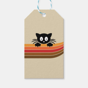 Etiqueta Para Presente Gato preto bonito com tiras retrorreflectoras