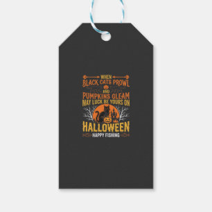 Etiqueta Para Presente Gato Preto de Halloween Abóbora Feliz Desenho de P