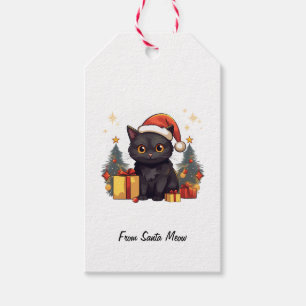 Etiqueta Para Presente Gato Preto de Natal Bonito