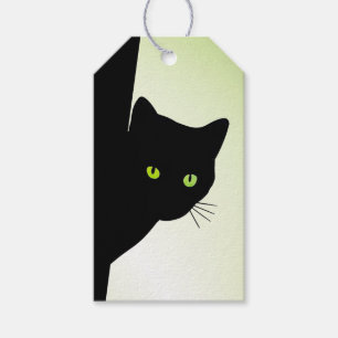 Etiqueta Para Presente Gato Preto de Olhos Verdes