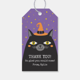 Etiqueta Para Presente Gato Preto do Halloween Obrigado Marcas De Present