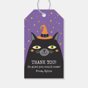 Etiqueta Para Presente Gato Preto do Halloween Obrigado Marcas De Present