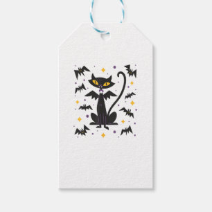 Etiqueta Para Presente Gato Preto do Vampiro do Retro Meio século das Hal