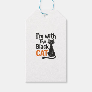 Etiqueta Para Presente Gato Preto Engraçado Gravura Vintage Design de Hal