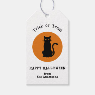 Etiqueta Para Presente Gato Preto Etiqueta de Presente de Halloween Truqu