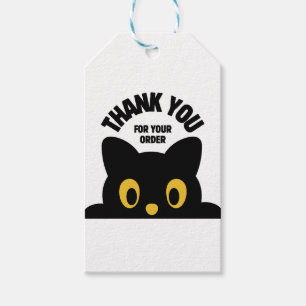 Etiqueta Para Presente Gato preto fofo Obrigado
