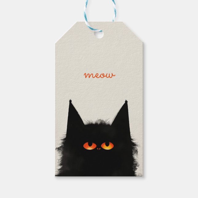 Etiqueta Para Presente Gato Preto Grumado (Frente)