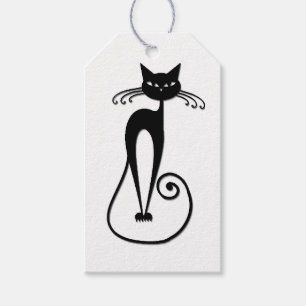 Etiqueta Para Presente Gato preto magro e caprichoso