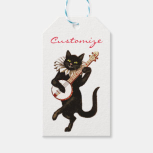 Etiqueta Para Presente Gato que joga o banjo Thunder_Cove