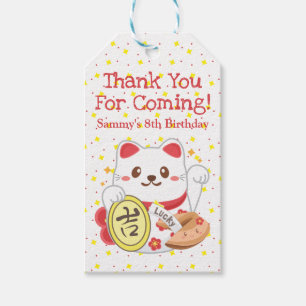 Etiqueta Para Presente Gato Sortudo Oriental Kawaii Festa de Aniversário