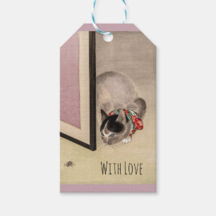 Etiqueta Para Presente Gato Vintage Personalizado Assistindo uma Aranha N