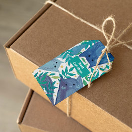 Etiqueta Para Presente Gatos Azuis e galhos Melhor Mãe de Gato