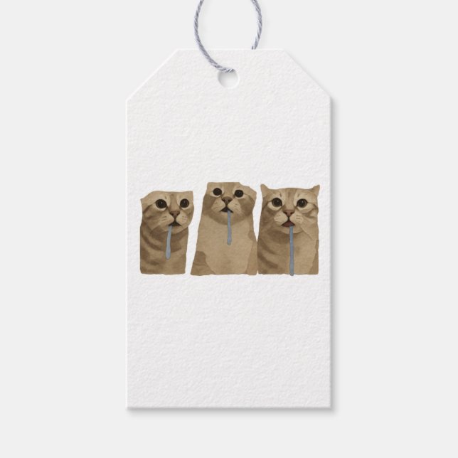 Etiqueta Para Presente Gatos Bobos Triplos Babões Meme (Frente)