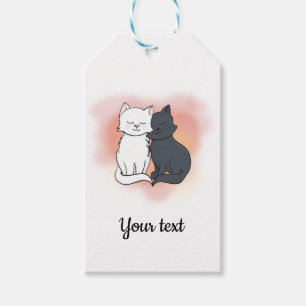 Etiqueta Para Presente Gatos de cartoon bonitos e amorosos de coração r