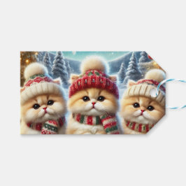 Etiqueta Para Presente Gatos de gatinho em decoração festiva de Natal e N