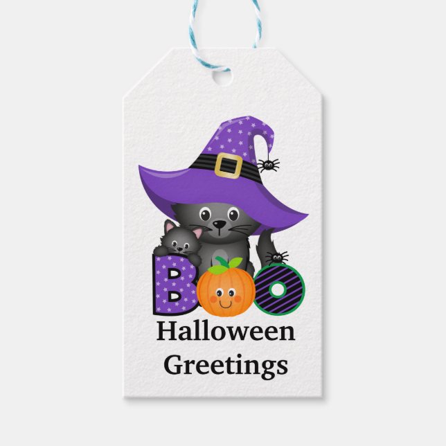 Etiqueta Para Presente Gatos de Halloween (Frente)