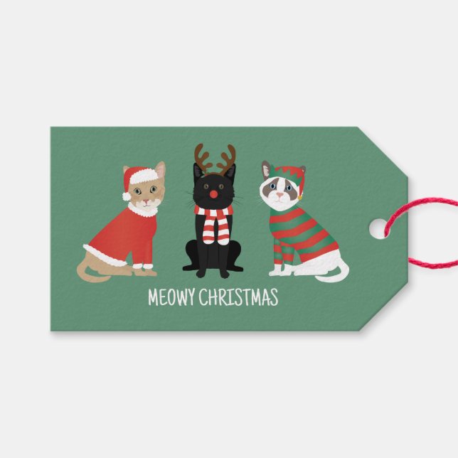 Etiqueta Para Presente Gatos de Natal (Frente (horizontal))