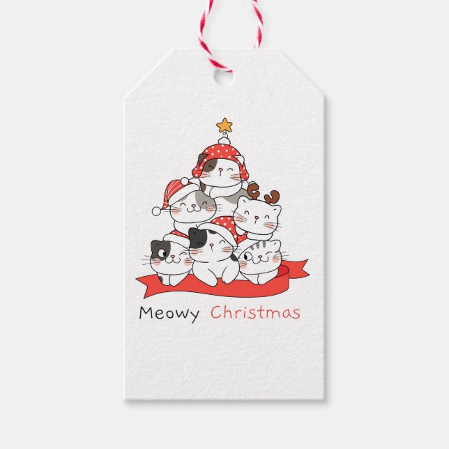 Etiqueta Para Presente Gatos de Natal (Frente)