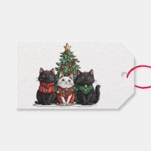 Etiqueta Para Presente Gatos de Natal Adoráveis