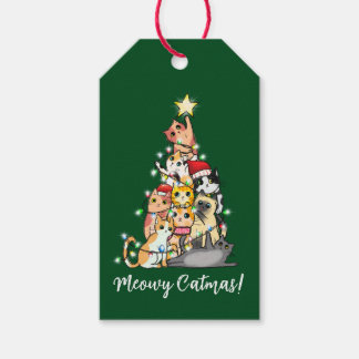 Etiqueta Para Presente Gatos do Natal Meowy Gatinho Fofo Árvore de Natal