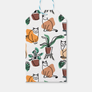 Etiqueta Para Presente Gatos e flores para desenho de linhagens