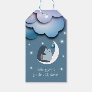 Etiqueta Para Presente Gatos Puros de Natal na Lua