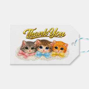Etiqueta Para Presente Gatos Vitorianos Fitas e Renda Obrigado